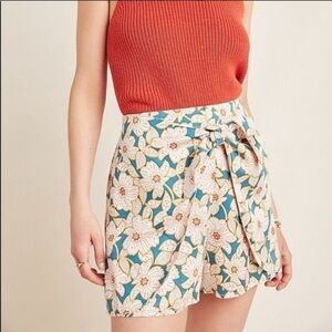 anthropologie • floral wrap tie front shorts